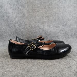 Girls Dress Shoes Mary Jane Ballet Flats Kids 3 Black Patent Buckle Straps